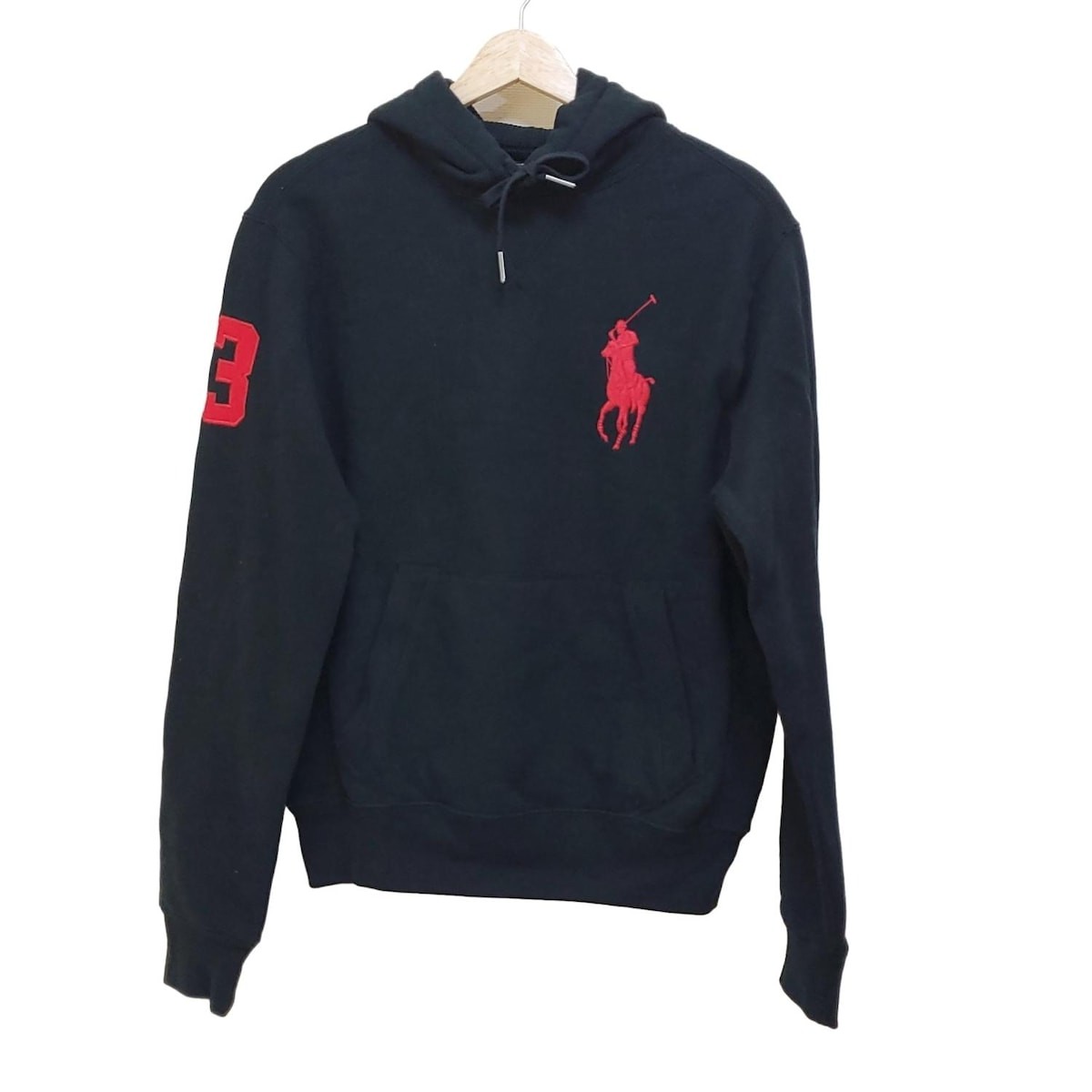 AUTENTICA POLO by Ralph Lauren Big Pony Felpa con cappuccio da uomo nera rossa