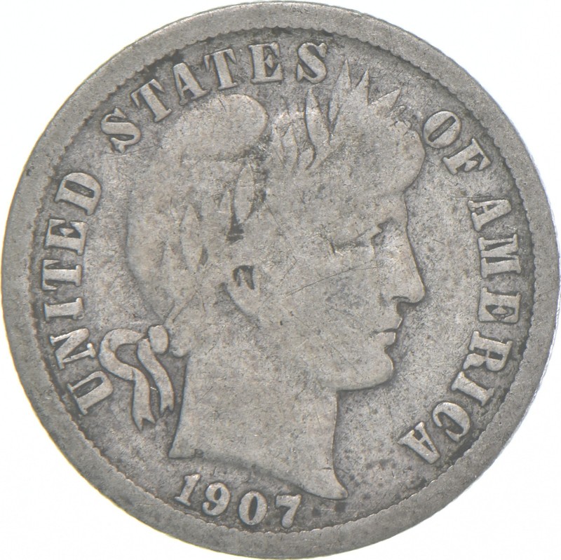 1907-O Barber Dime 90% Silver Average Circ *9208