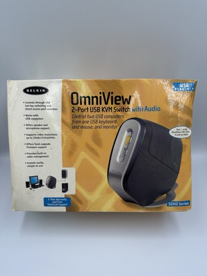 BELKIN OmniView SOHO F1DS102T KVM Switch Audio PS/2 USB VGA 2-port Windows NEW