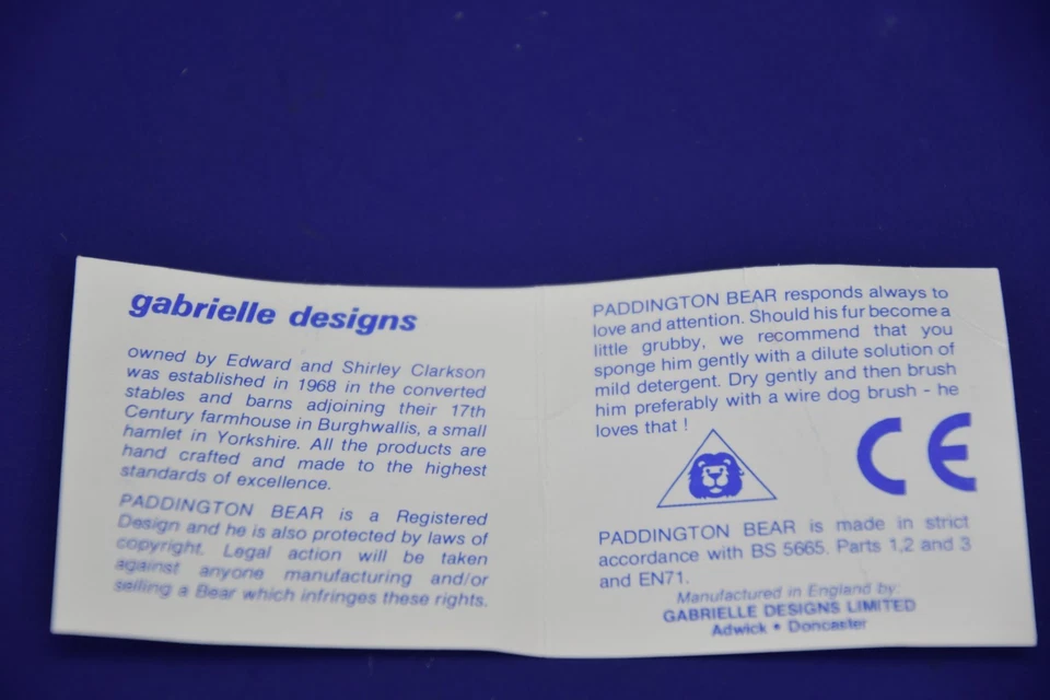 Vintage Original Gabrielle Designs Paddington Bear 1980 Made In England - Image 3 of 4