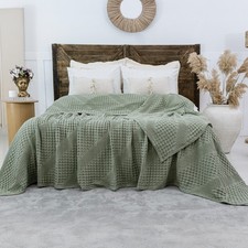 Super King Organic Cotton Bed Throw Soft Cozy Blanket (250 x 280 cm)