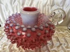 vintage fenton opalescent pink cranberry Opalescent hobnail Candleholder
