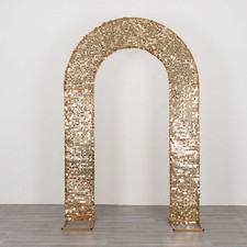 8ft GOLD Fitted Big Payette Sequin Open Arch Double Sided STAND COVER Party