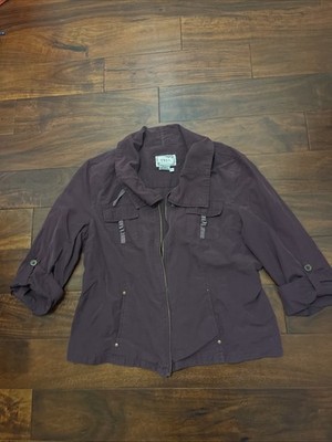 Tria Jacket Womens XL Purple Long Sleeve Collared Button Pocket Casual