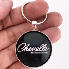 Vintage Chevelle By Chevrolet Chrome Badge Emblem Logo 1.2" Diameter Keychain