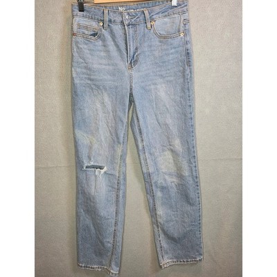 No Boundaries Light Wash Distressed Straight Leg Jeans Size 4 High Rise Edgy