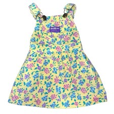 Vintage 80s 90s OshKosh B'gosh Yellow Floral Corduroy Overall Dress Girls 2T