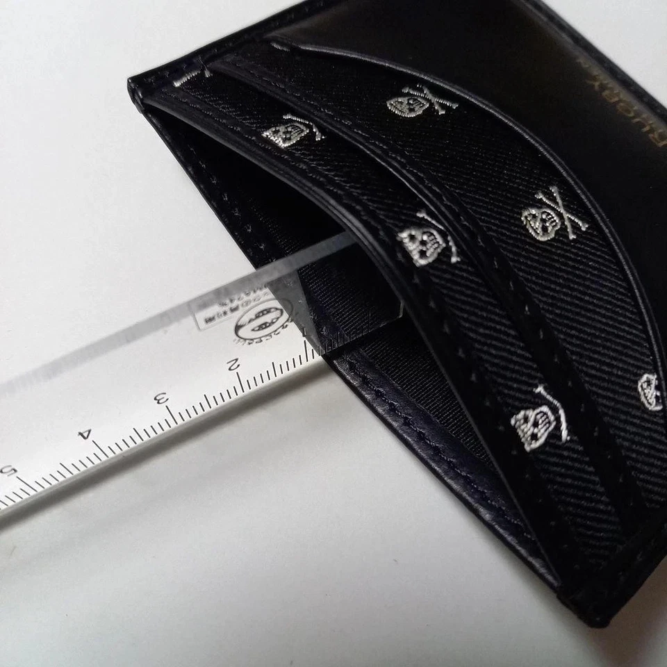 Ralph Lauren Rugby Skull Leather Nylon Card Case Black Navy JAPAN NEW - Image 4 of 4