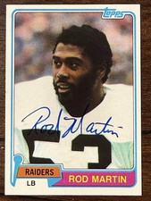 1981 Topps Rod Martin Rookie On Card Auto RC #487 Raiders No COA. rookie card picture