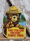 VINTAGE SMOKEY THE BEAR PORCELAIN SIGN RARE OLD FOREST SERVICE US NATIONAL PARK