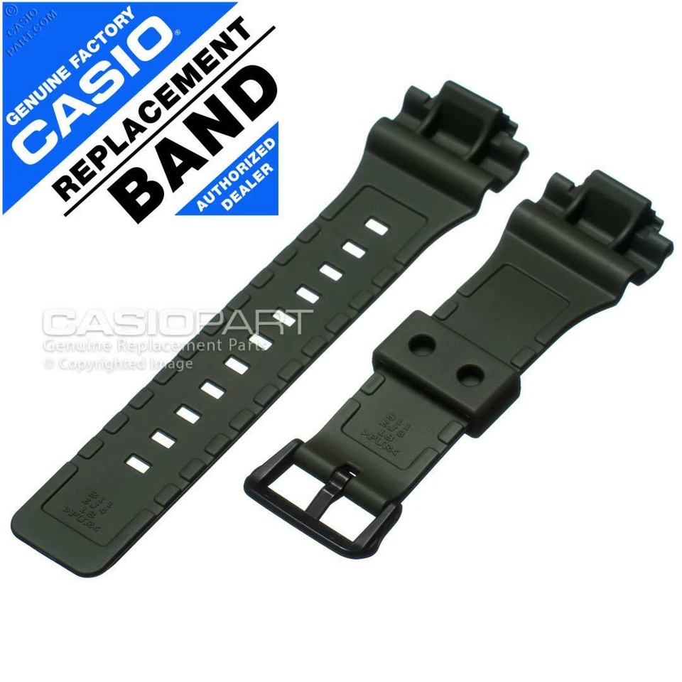 Correa de reloj Casio verde oscuro para iluminador solar resistente AQ-S810W-3AV correa de goma Foto 2 de 2