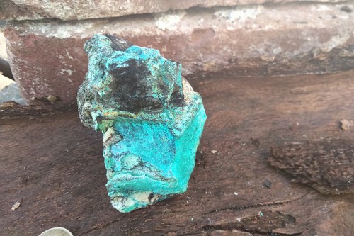 Wunderschöner Chrysokoll mit Azurit Elba Italien Heilstein 200g türkis grün - Bild 9 von 12