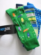 Printed Golf Club Stripe Dot Patterned Socks 3 Pair Men's Hot Sox Novelty Socks
