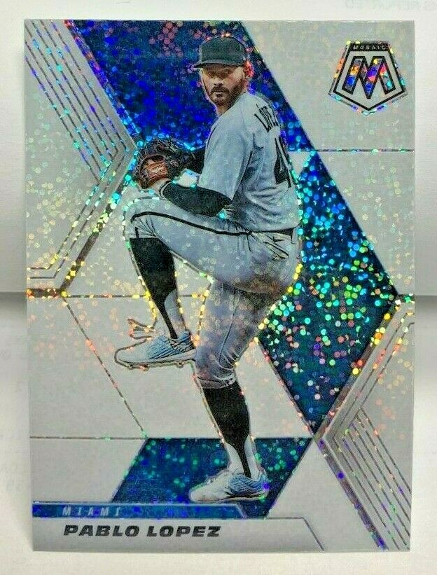 Pablo Lopez 2021 Panini Mosaic WHITE SPARKLE Prizm #199 SP - MIAMI