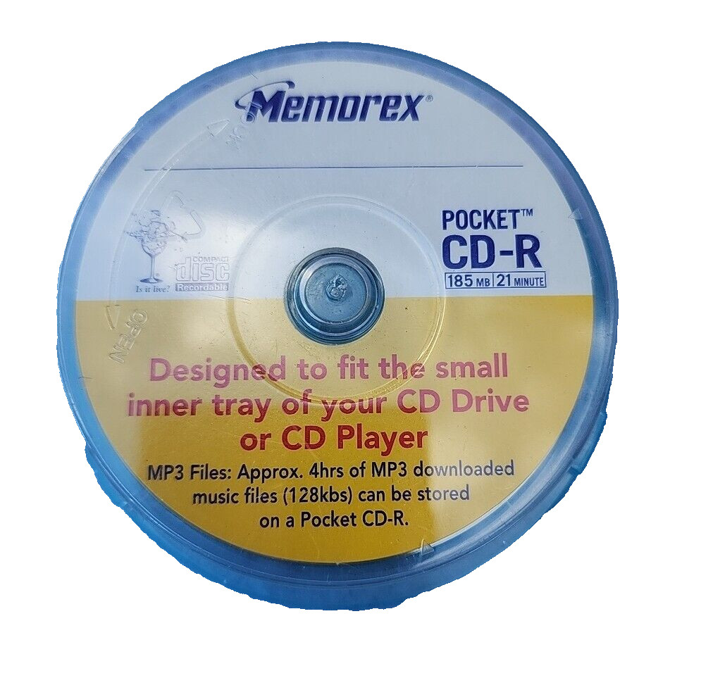 Memorex Compact Recordable Pocket CD-R 185 MB 21 Minute 128 Kbc Pack Of10 Sealed