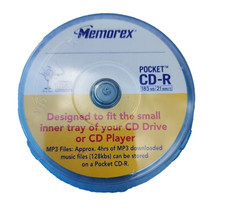 Memorex Compact Recordble Pocket CD-R 185 MB 21 Minute 128 Kbc Pack Of 10 Sealed