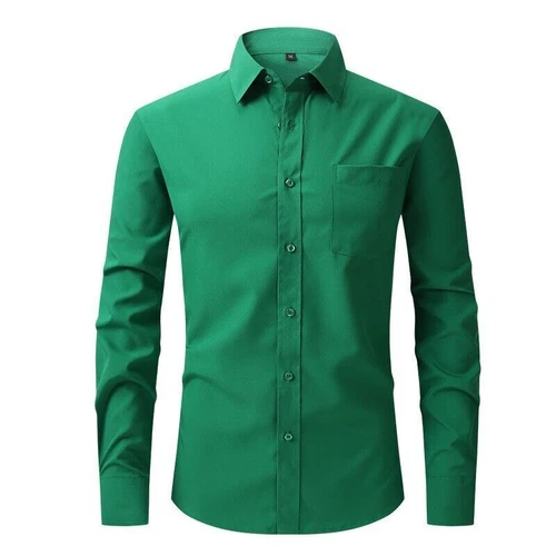 Men's Stretch Slim Fit Button Up Long Sleeve Solid Color Dress Shirt Formal Tops - Picture 9 of 39