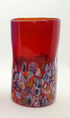 New Murano Millefiori Red Drinking Glass Italian Art Glass San Marco