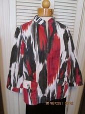 Chicos Linen Blend Open Front Casual Jacket, Art to Wear, Size 1