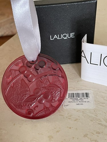 Lalique 2021 Merles et Raisins, Christmas Ornament - Red Crystal NEW In BOX! - Picture 5 of 12
