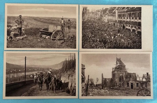Four German vintage original rare real photo WWI WW1 postcards . Western Front