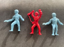 Lot Of 3 Vintage 3.75 Ajax Archer Plastic Blue Red Action Spacemen Figures