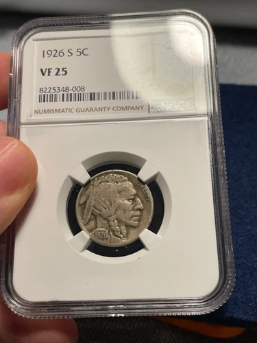 (#101482) Buffalo Nickel:  1926 S.  Key Date.  NGC VF 25  (see video)