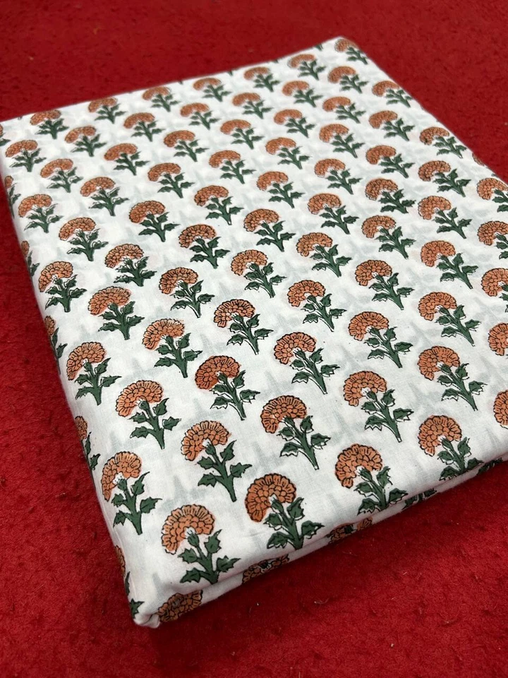 Print_805 Handmade Floral Running Cotton Indian Fabric 10 Yard New Hand-Block - Image 4 of 4