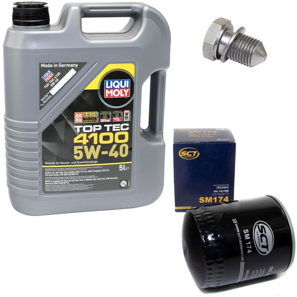 MotoröL Set 5W-40 5 Liter + ÖLfilter SM 174 + Schraube FüR Audi A4 A6 Skoda VW-image