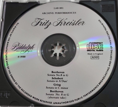 Fritz Kreisler - Archive Performances Biddulph LAB 001-3 3CD UK