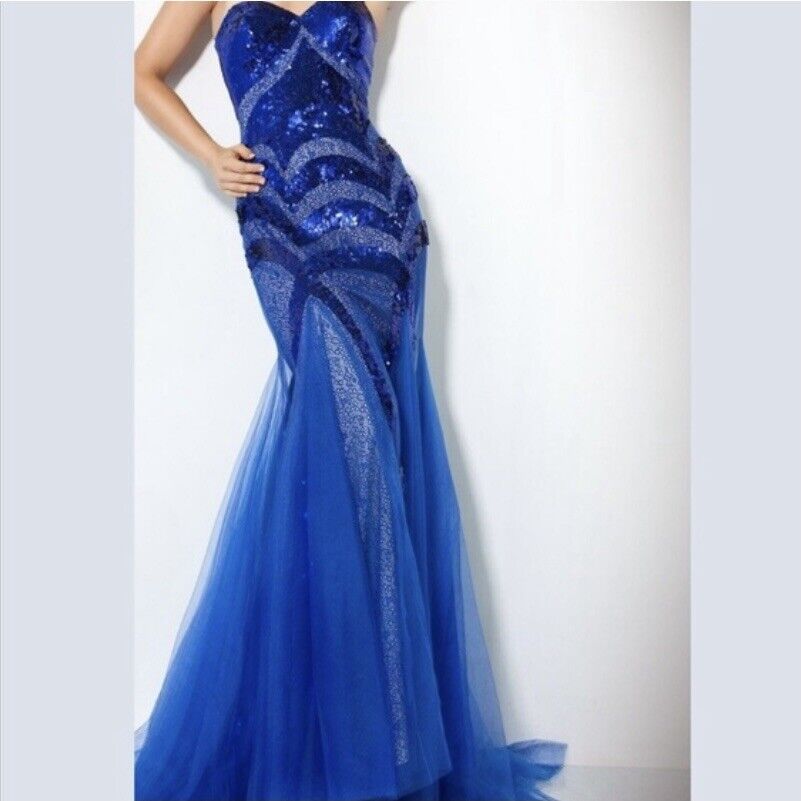 jovani prom dress royal blue sz 0 cut out straple… - image 1