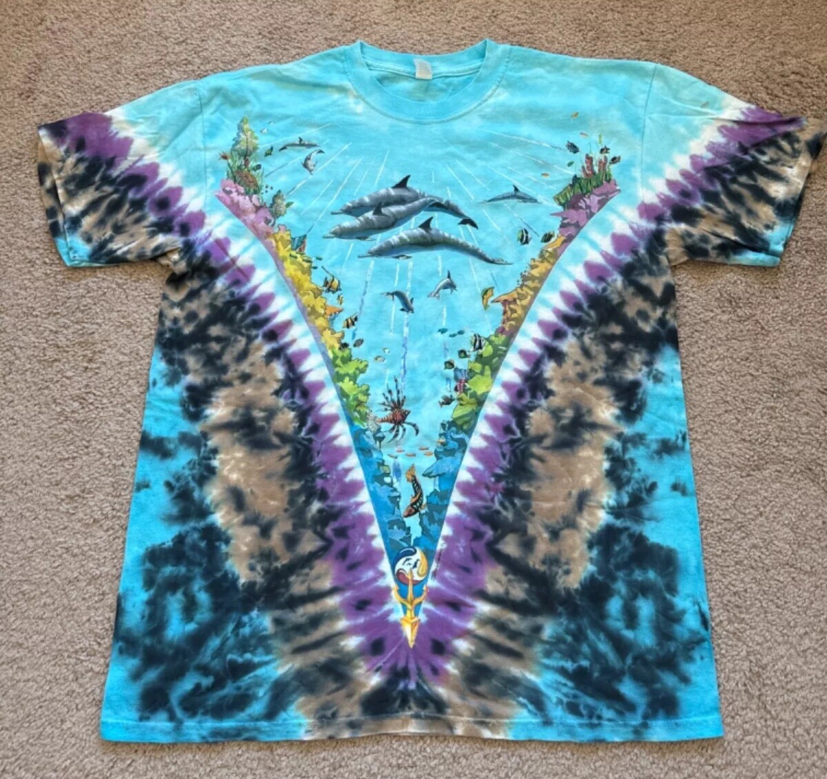 トップス WIND AND SEA SEA Tie-Dye L/S Tee BLUE S Liquid Blue Under the Ocean Fantasy Tie-Dye Shirt, Brand New Mens