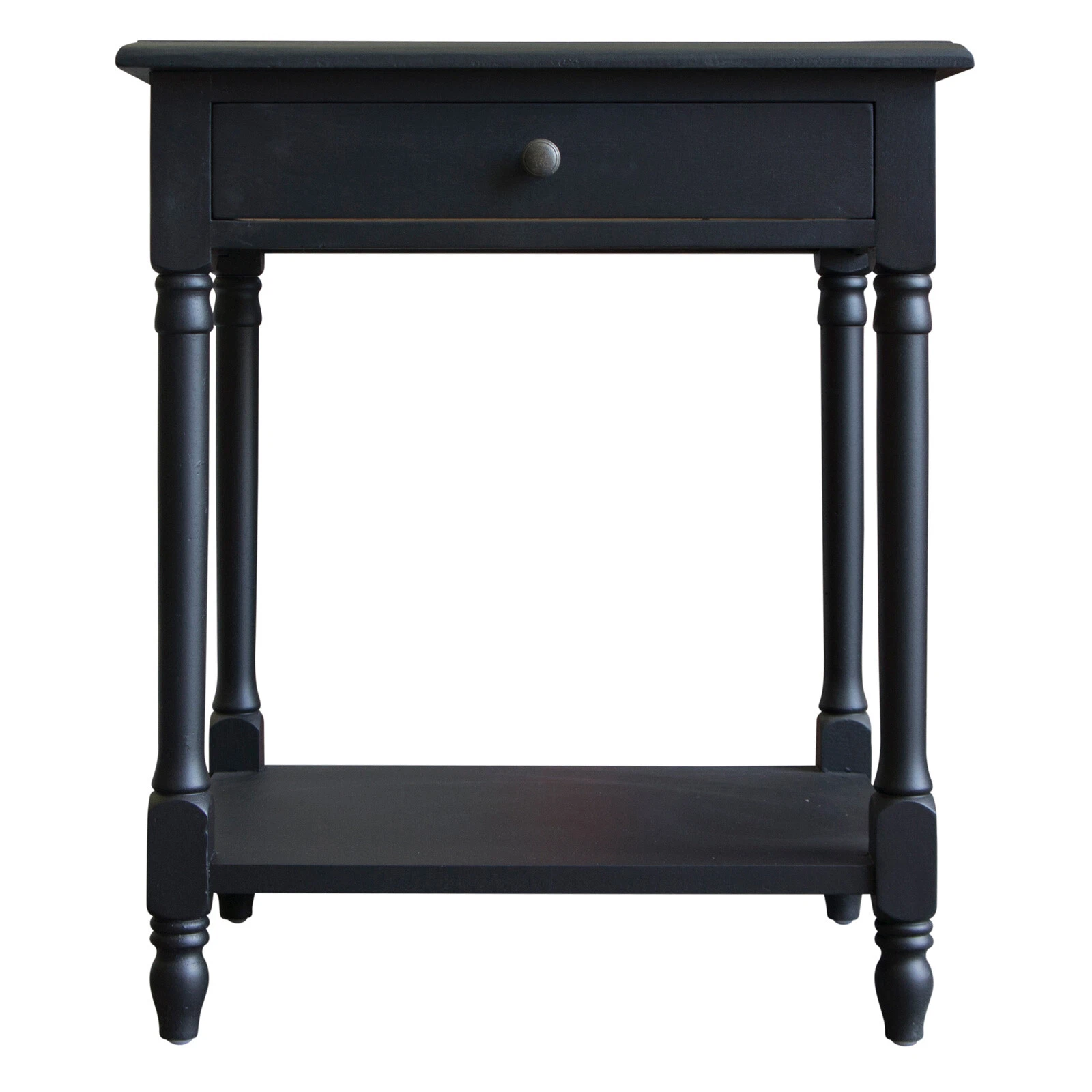 French Provincial Country Bedside Lamp Table Nightstand in Black - Picture 1 of 8