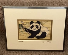 Artist Joan Gray Batik Titled "Panda” Framed and Signed