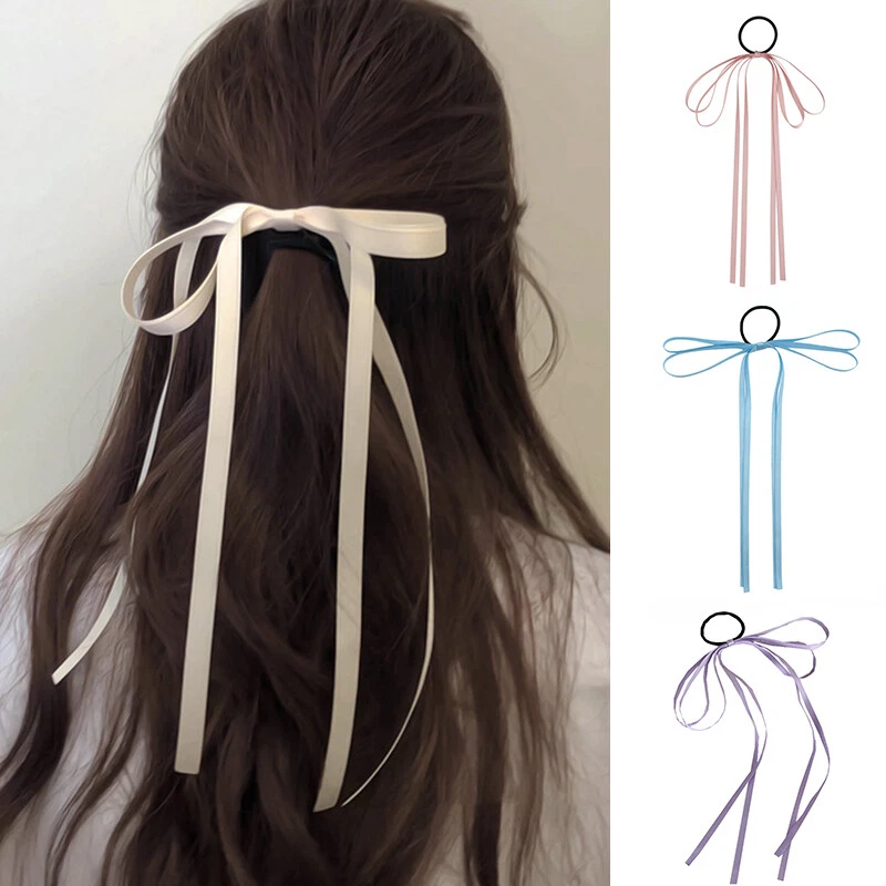 Satin Ribbon Handmade Rubber Band Long Ribbon Bow Scrunchies Hair  Accessories