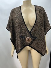 NWT Soft Surroundings Mei Ling Brown Marled Knit Wrap Style Poncho Cape One Size