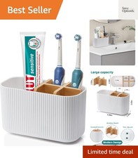 White Toothbrush Holder - Bamboo Toothbrush Holders for Bathrooms Electric To...