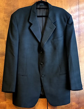 Vito Rufolo Men's XL Wool Tuxedo 3 Button Black Suit Jacket Blazer Satin Trim