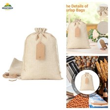 Burlap Fabric Gift Bags 10x14 Inch 10 Pcs with Drawstring Tags