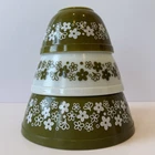 Vintage Pyrex Spring Blossom Mixing Bowl Set of 3 Green Crazy Daisy 401 402 403