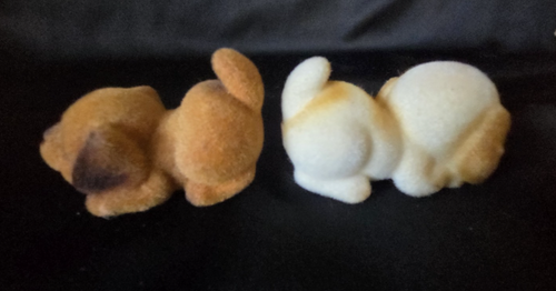 Vintage Hunde Figuren beflockt Keramik Welpe 2er Set Josef Originale ohne Etikett 3" - Bild 9 von 21