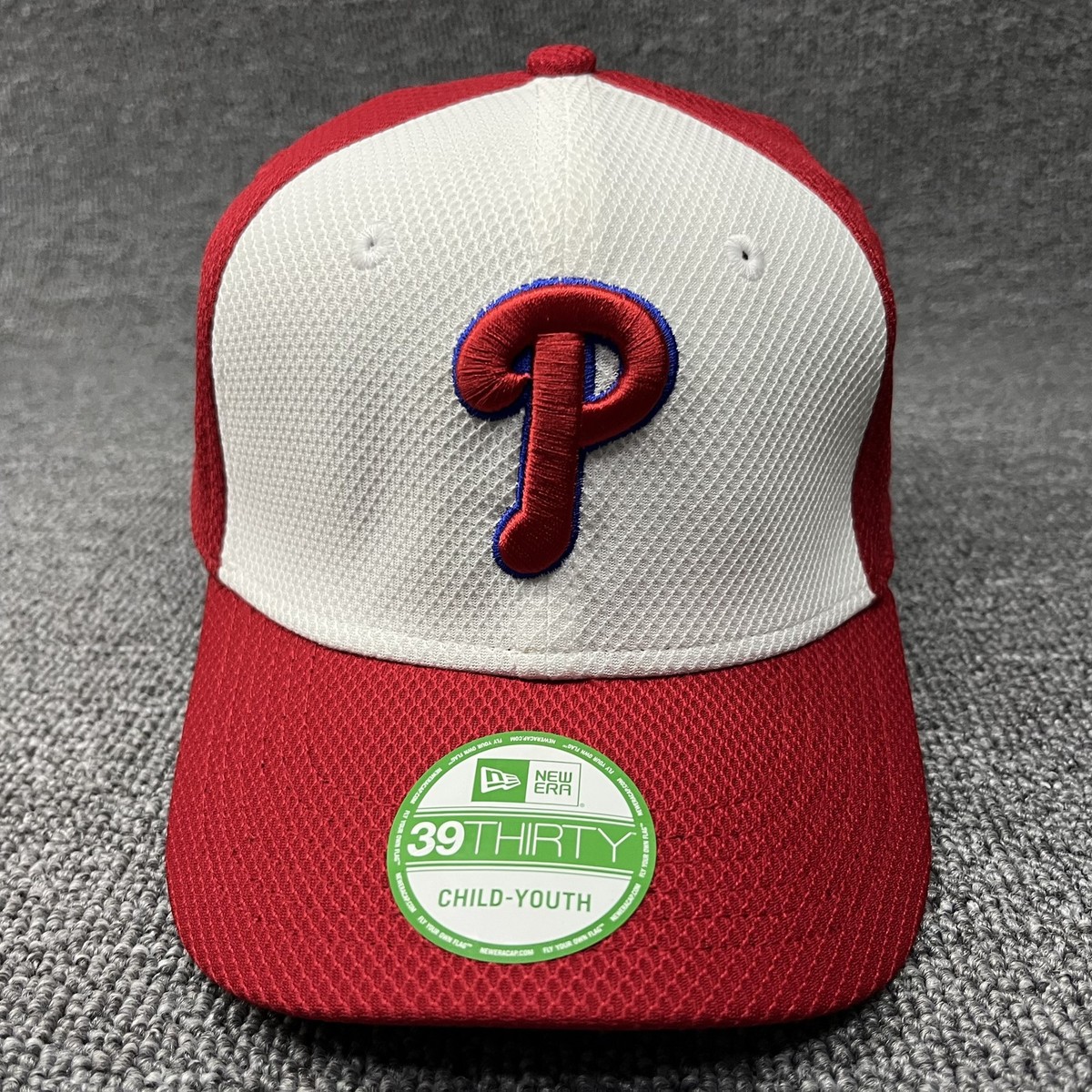 New Era Philadelphia Phillies 39THIRTY Youth Hat Stretch Fit Red White MLB Cap