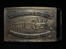 NH09171 NOS VINTAGE 1970s WELLS FARGO COMPANY OLD WEST BRASSTONE BUCKLE