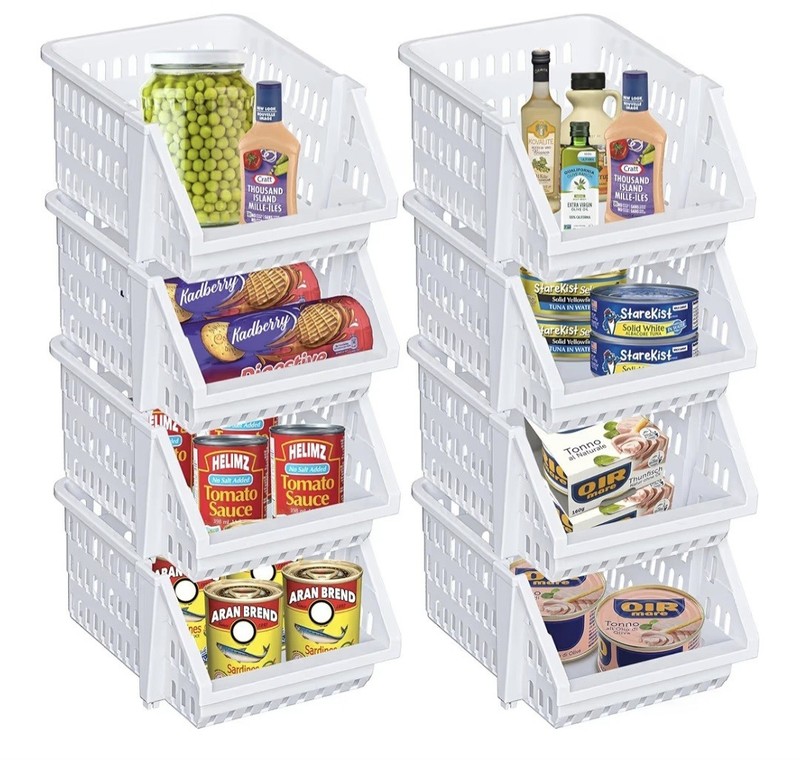 NEW, Small Stackable Storage Bins For Organizing And Storage,  8-Pack White