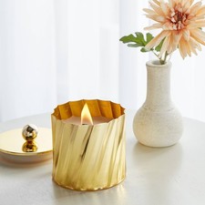Threshold Wooden Wick Lidded Metal Holiday Hearth Candle 8oz Gold
