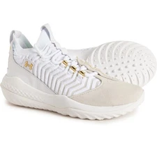 Under Armour Harper 9 Turf Baseball/Athletic Shoes White & Gold Men's Size 7.5