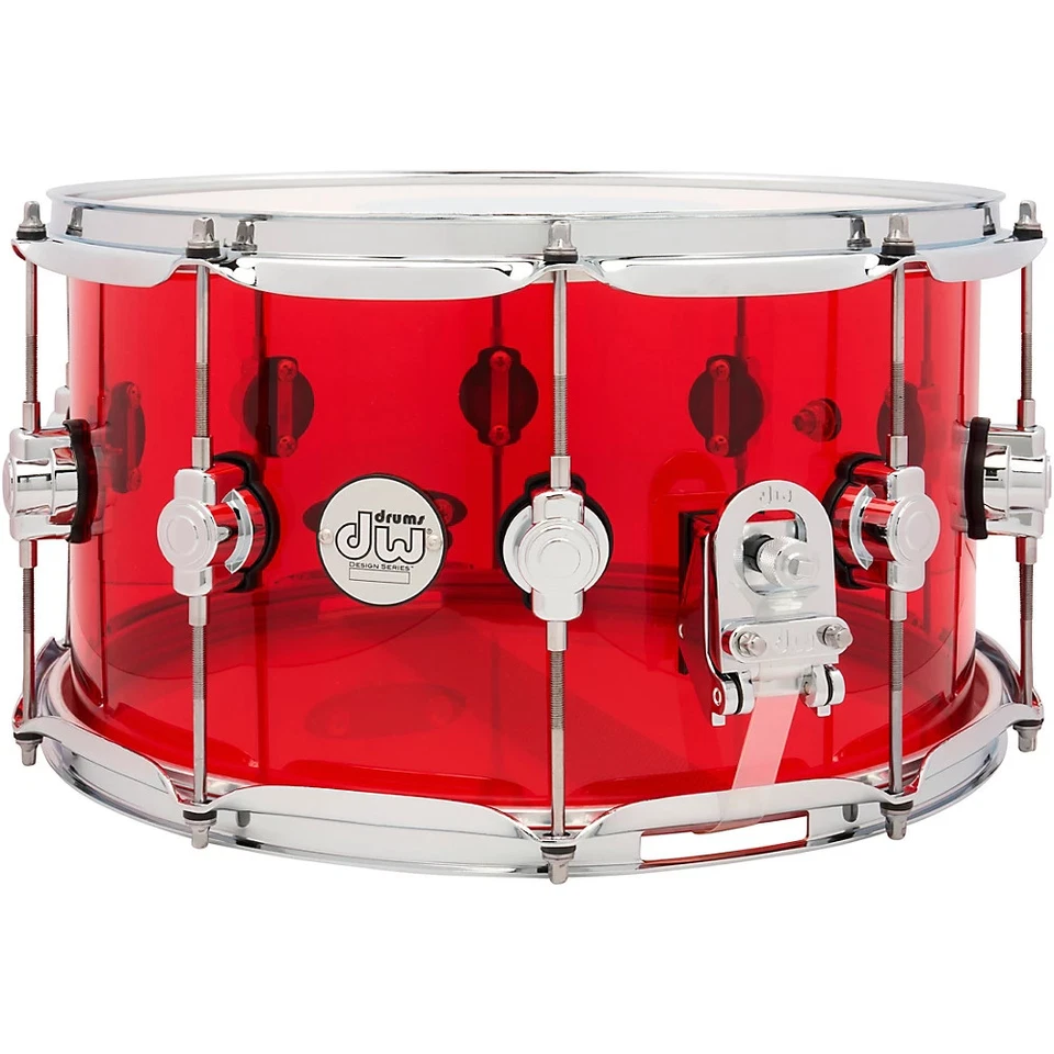 DW Design Series Acrylic Ruby Snare Drum 14 x 8 in. Ruby Glass - Image 2 of 4