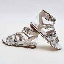 Aldo Brari Women’s Sandals Size UK 4 EU 37 US 6.5 Cream Gladiator Studded