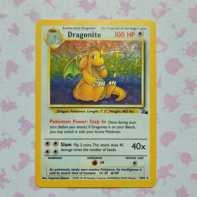 pokemon card dragonite 4 62 Pokemon Fossil Holo Rare Dragonite #4