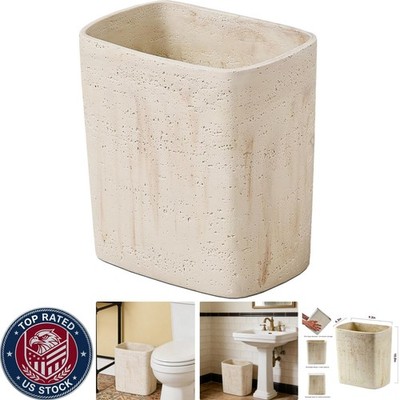 Stylish Yellow Travertine Textured Wastebasket - Versatile 1.8 Gallon Capacity